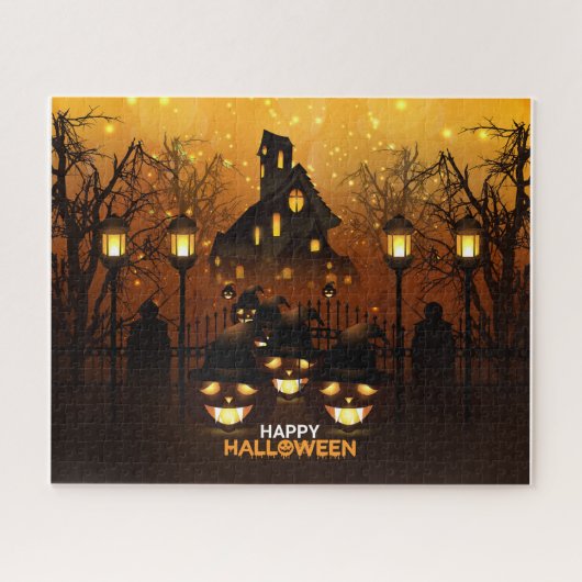 Happy Halloween Haunted House Jigzaag Puzzle Legpuzzel (Horizontaal)