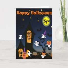 Happy Halloween Haunted House Kaart