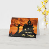 Happy Halloween Haunted House Kaart (Gele Bloem)