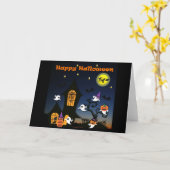 Happy Halloween Haunted House Kaart (Gele Bloem)