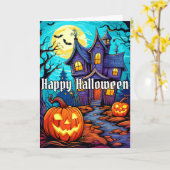 Happy Halloween - Haunted House Kaart (Gele Bloem)