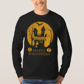 Happy Halloween Haunted House Lange hoes T-shirt (Voorkant)