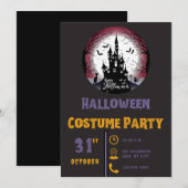 Happy Halloween Haunted House Maan Zwart Halloween Kaart (Voorkant / Achterkant)