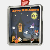 Happy Halloween Haunted House Metalen Ornament (Links)