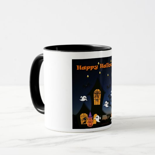 Happy Halloween Haunted House Mok (Voorkant links)