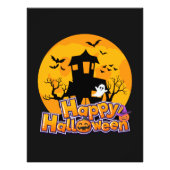 Happy Halloween Haunted House Moon Foto Afdruk (Voorkant)