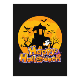 Happy Halloween Haunted House Moon Foto Afdruk