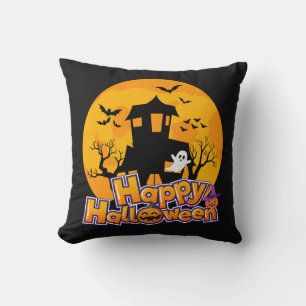 Happy Halloween Haunted House Moon Kussen