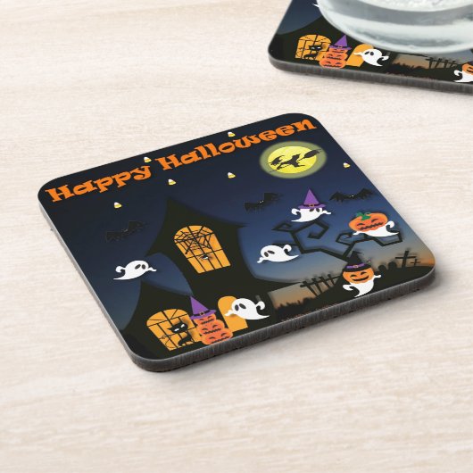 Happy Halloween Haunted House Onderzetter (Linkerzijde)