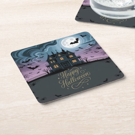 Happy Halloween Haunted House Onderzetters (Schuin)