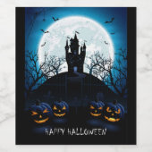 Happy Halloween Haunted House op the Hill Wijn Etiket (Enkel label)