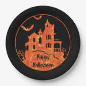 Happy Halloween Haunted House Paper-Borden Papieren Bordje (Voorkant)
