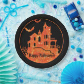 Happy Halloween Haunted House Papieren Bordje (Feest)