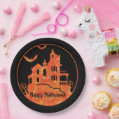 Happy Halloween Haunted House Papieren Bordje (Feest)