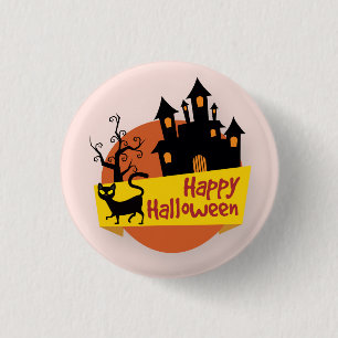 Happy Halloween Haunted House   PIN-Button Ronde Button 3,2 Cm