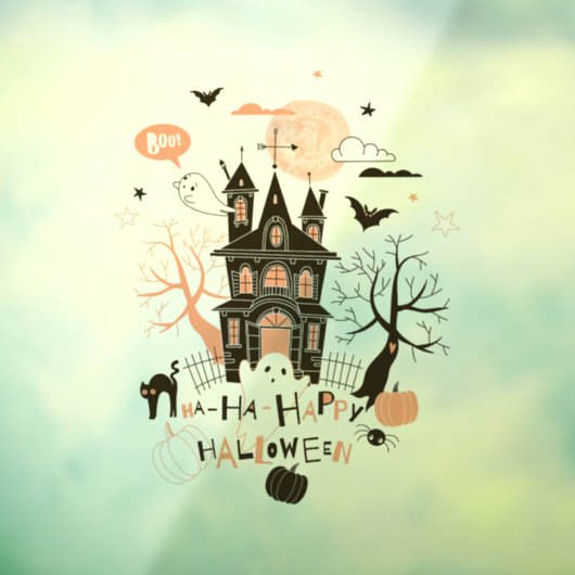 Happy Halloween Haunted House Raamsticker (Vel 3)