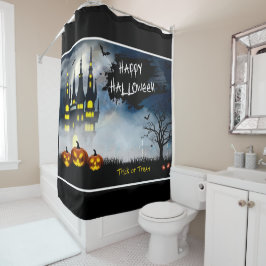 Happy Halloween Haunted House Shower Curtain Douchegordijn