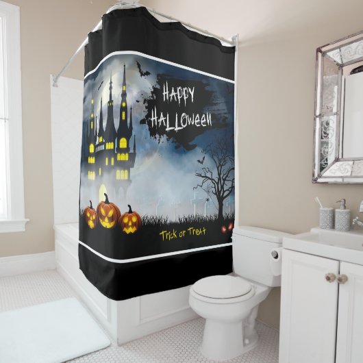 Happy Halloween Haunted House Shower Curtain Douchegordijn (In situ)