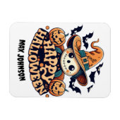 Happy Halloween - Haunted House Sinaasappel Zwart Magneet (Horizontaal)