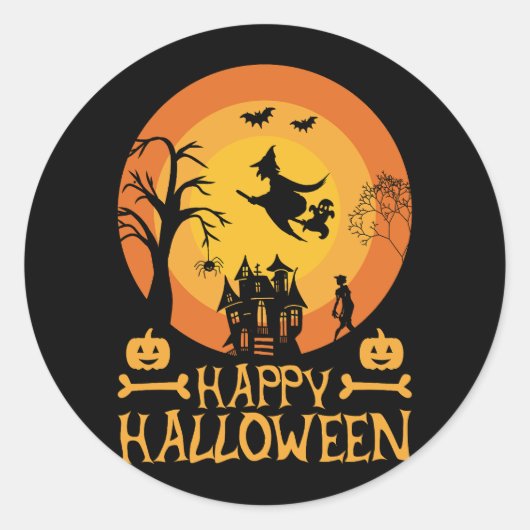 Happy Halloween Haunted House Sticker (Voorkant)