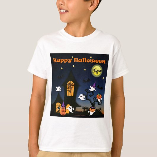 Happy Halloween Haunted House T-shirt (Voorkant)