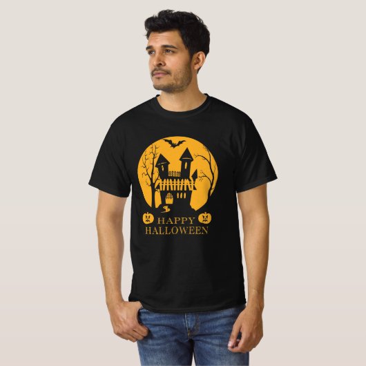 Happy Halloween Haunted House T-shirt (Voorkant volledig)