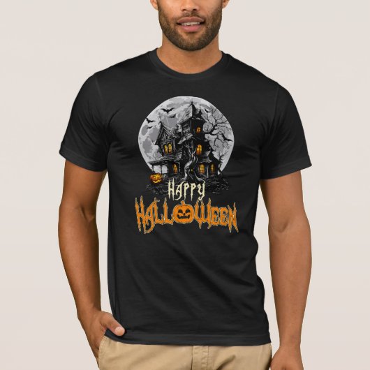 Happy Halloween Haunted House T-shirt (Voorkant)