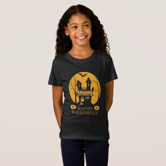 Happy Halloween Haunted House T-Shirt (Voorkant volledig)