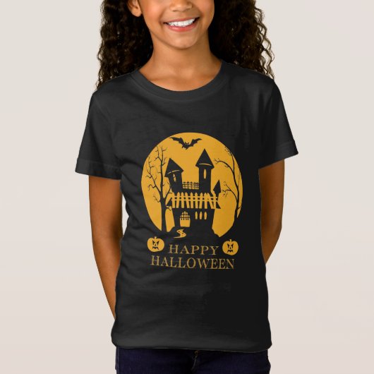 Happy Halloween Haunted House T-Shirt (Voorkant)