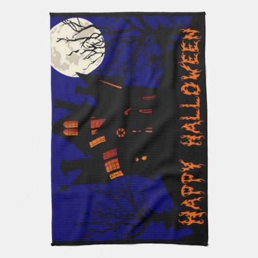 Happy Halloween Haunted House Theedoek (Verticaal)