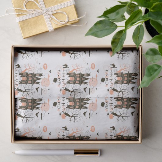 Happy Halloween Haunted House Tissuepapier (Geschenk)