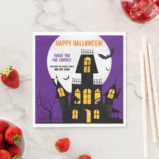 Happy Halloween Haunted House Vampire Bat Napkin Servet (Insitu)