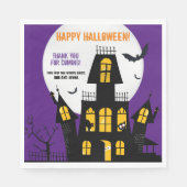 Happy Halloween Haunted House Vampire Bat Napkin Servet (Voorkant)