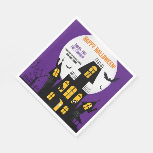 Happy Halloween Haunted House Vampire Bat Napkin Servet (Hoek)