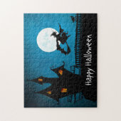Happy Halloween Haunted House Witch Broomstick Cat Legpuzzel (Verticaal)