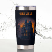 Happy Halloween Haunted Mansion House Geïsoleerde Drinkbeker