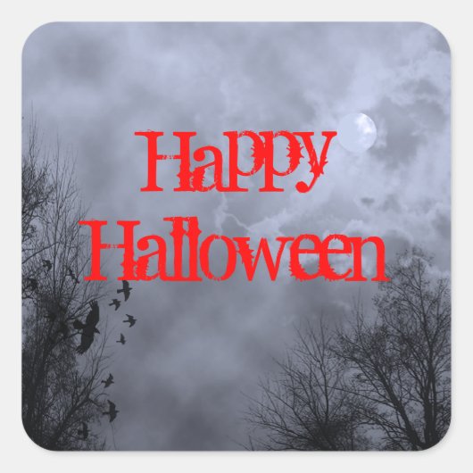 Happy Halloween Haunted Moon Sticker (Voorkant)
