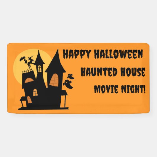Happy Halloween Haunted Movie Night Spook Spandoek (Horizontaal)