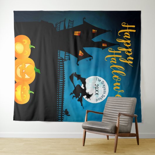 Happy Halloween Haunted Scene | Achtergrond partij Wandkleed (In Situ (horizontaal))