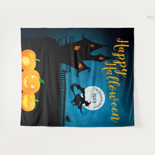 Happy Halloween Haunted Scene | Achtergrond partij Wandkleed (Voorkant (horizontaal))