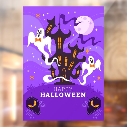 Happy Halloween Haunted Scene Raamsticker (Vel 2)