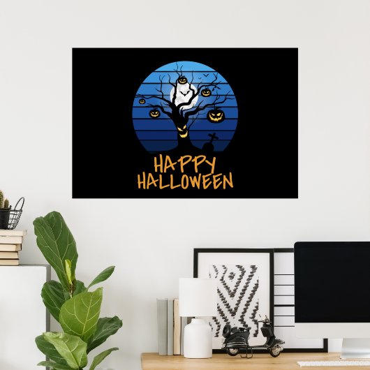 Happy Halloween Haunted Tree Poster (Thuiskantoor)