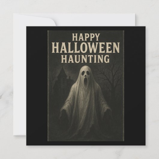 Happy Halloween Haunting - Ghostly Invitation Kaar Kaart (Voorkant)