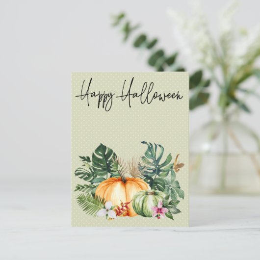 Happy Halloween Hawaii Tropical Pumpkin Briefkaart (Staand voorkant)