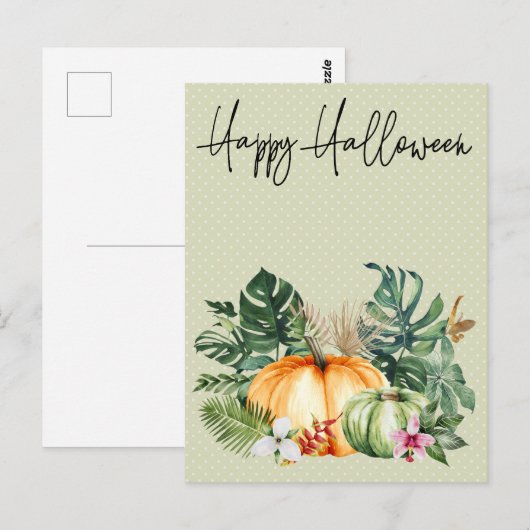 Happy Halloween Hawaii Tropical Pumpkin Briefkaart (Voorkant / Achterkant)
