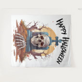 Happy Halloween Head Stone en Skeleton Wandkleed (Voorkant (horizontaal))