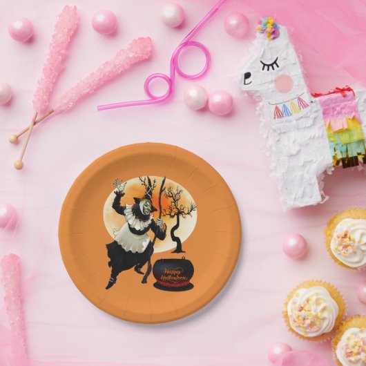 Happy Halloween heks en Cauldron Papieren Bordje (Feest)