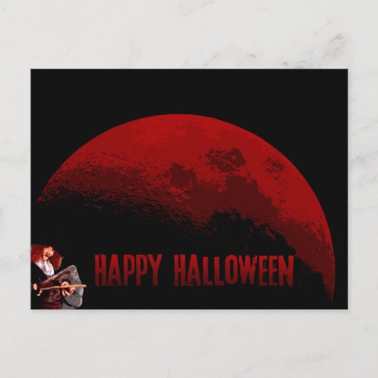 Happy Halloween - heks en maan - Briefkaart (Voorkant)