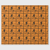 Happy Halloween-heks en vleermuizen Cadeaupapier (Vlak)