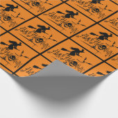 Happy Halloween-heks en vleermuizen Cadeaupapier (Hoek)